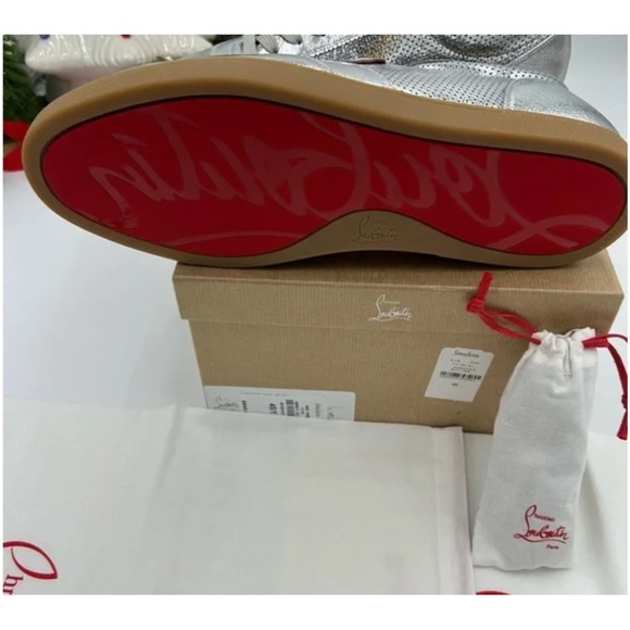 Christian Louboutin tutti rui low top metallic leather sneakers size 43 - Picture 5 of 7